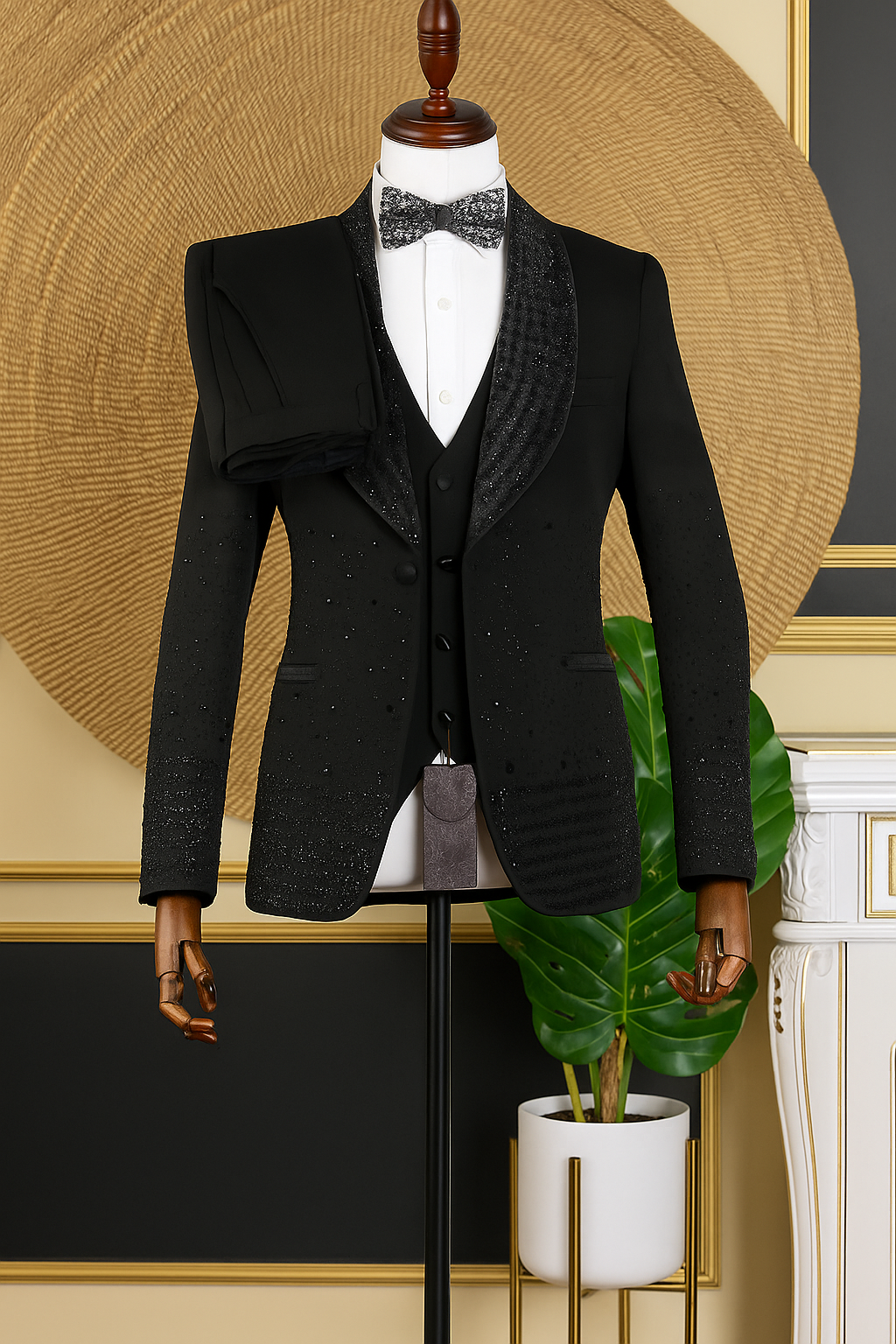 Midnight Noir Embellished Three-Piece Suit