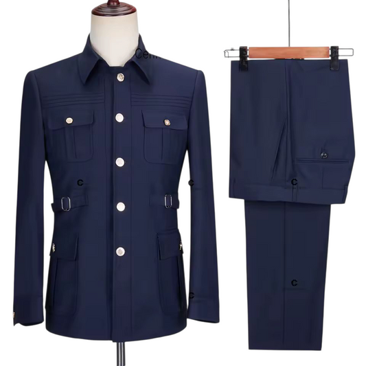 Navy Blue Executive Safari Suit