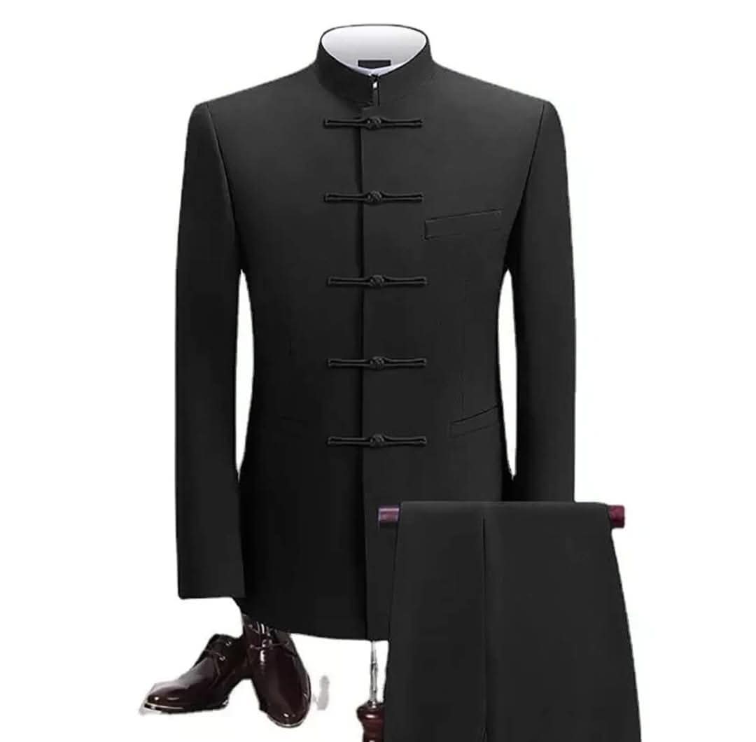 Mandarin Collar Two-Piece Suit for Men – Stylish & Modern