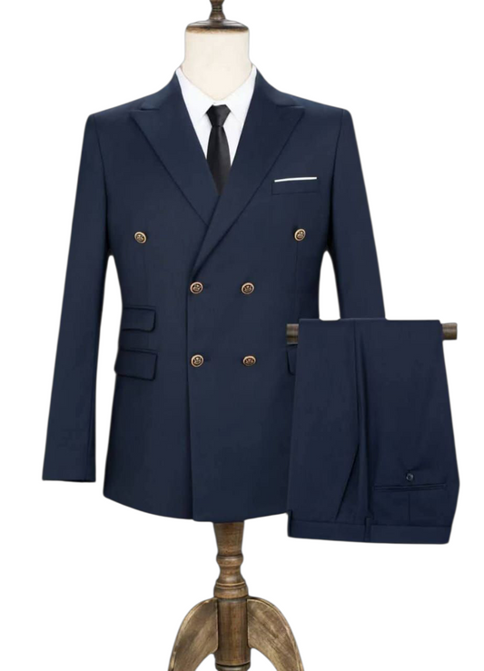 Navy Blue Double-Breasted Men’s Formal Suit