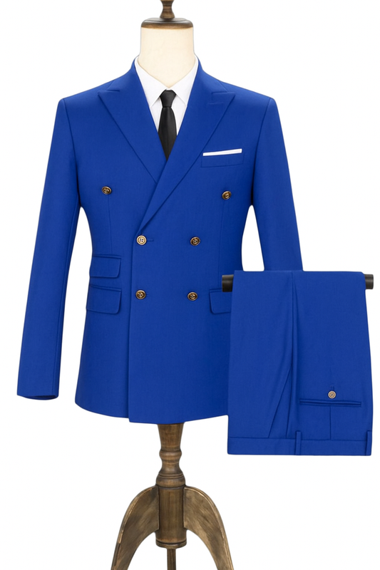 Royal Blue Double-Breasted Suit Set