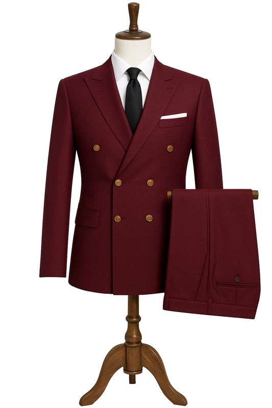 Modern Maroon Double-Breasted Suit Look
